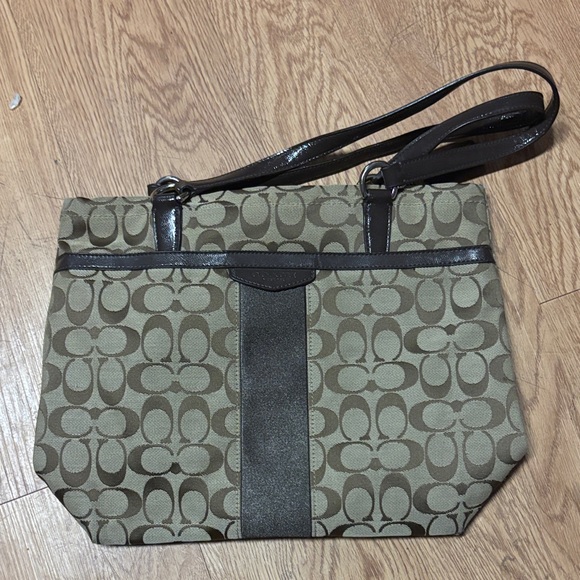 Coach Handbags - Coach Olive and Dark Brown Shoulder Bag